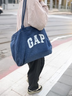【美國GAP 棉質復古丹寧大托特包（LOGO款）】