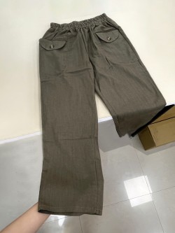 【日系口袋鬆緊腰休閒褲】