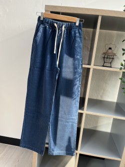 【春款-8度天絲顯瘦綁帶牛仔直筒褲】
