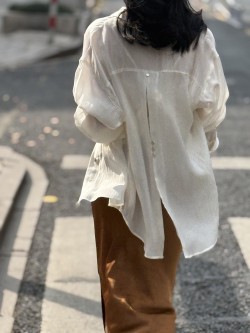 【法式後背開叉天絲防曬襯衫｜夏季薄款外搭罩衫外套】