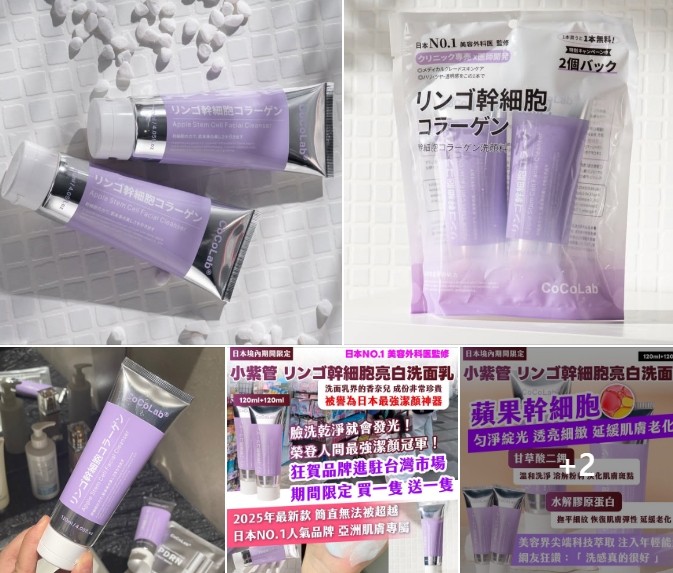 【CoCoLab®日本境內期間限定｜小紫管 リンゴ幹細胞亮白洗面乳(120ml】